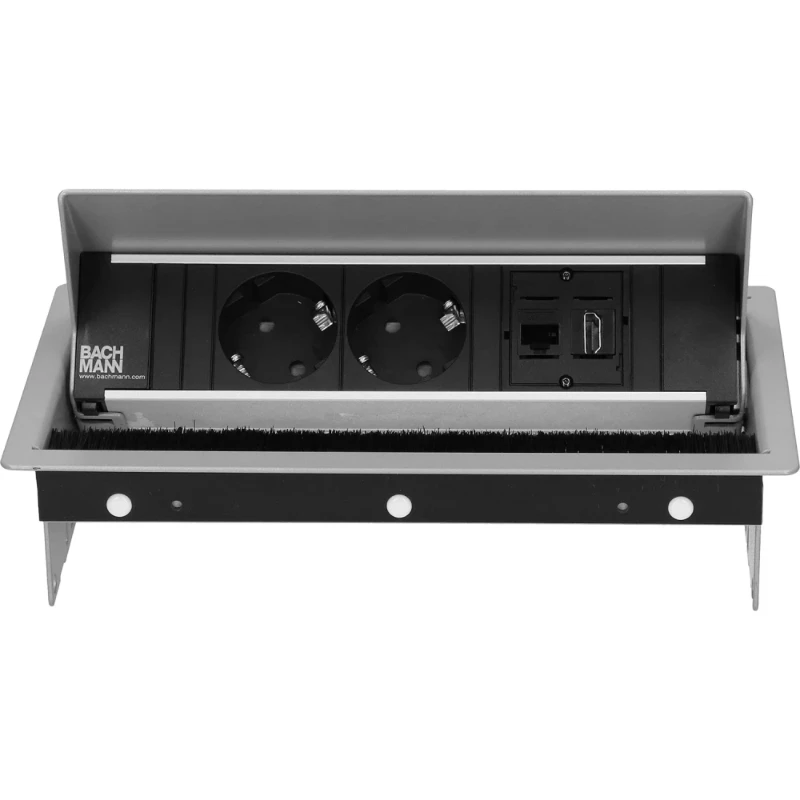 OCS Coni 2x 230V RA + 1x Cat6U b/b + 1x HDMI b/b 0,2m GST zilvergrijs