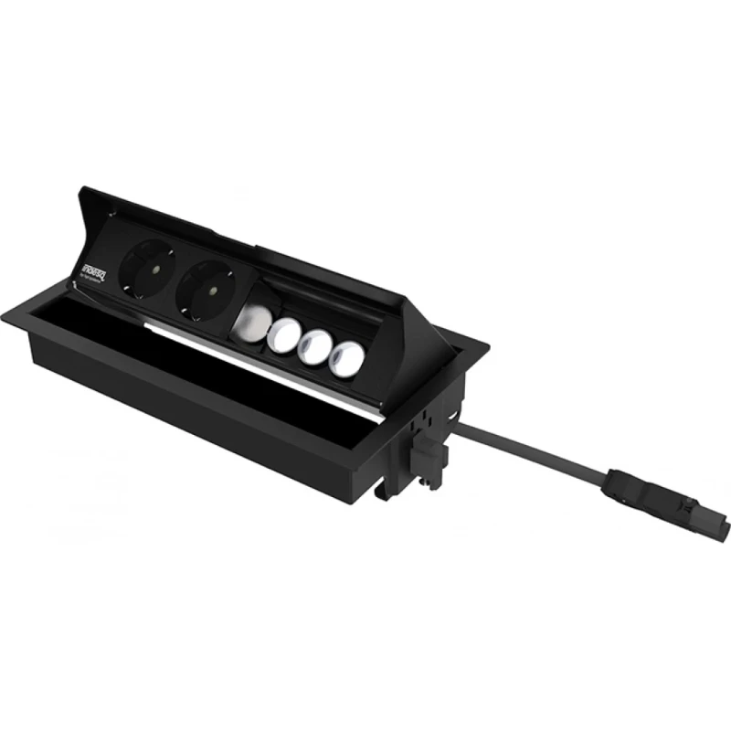 HPL Indesq Joule bureau-inbouwunit zwart 2x WCD + 2x M45 leeg inclusief GST18/3 aansluitsnoer