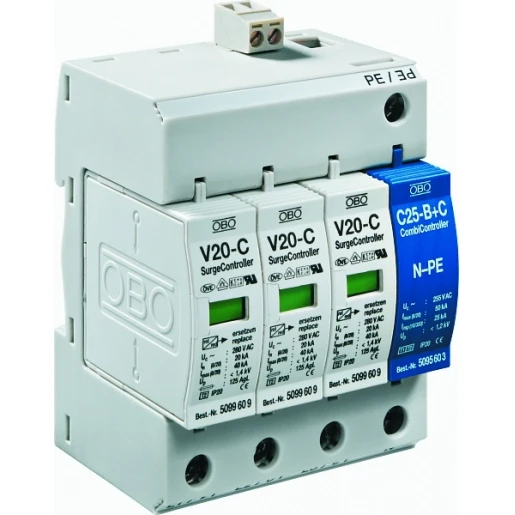 OBO Surgecontroller v20 3+npe met optisch signaal 280v