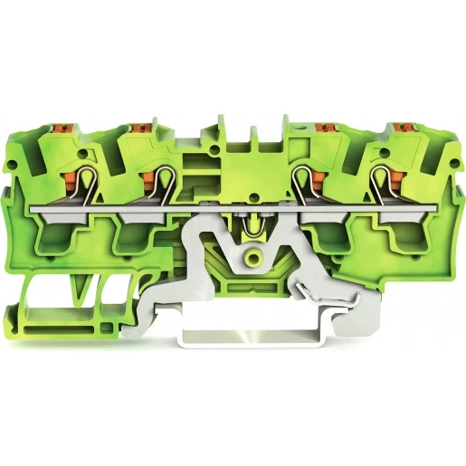 Wago 4-draads aardklem Met drukknop 4 mm² groen-geel