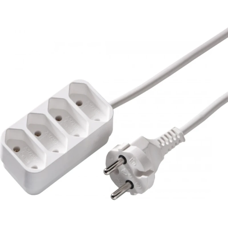 Martin Kaiser Contactdooscombinatie 4-voudig ongeaard kalkwit snoer 1,5m