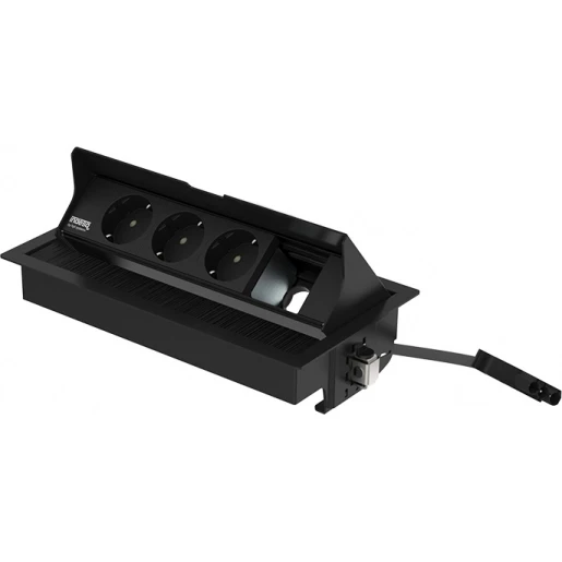 HPL Indesq inbouwunit wandcontactdoos 1xM45 inbouwinstallatie 16A 230V RA zwart RAL 9005 453.1032Z