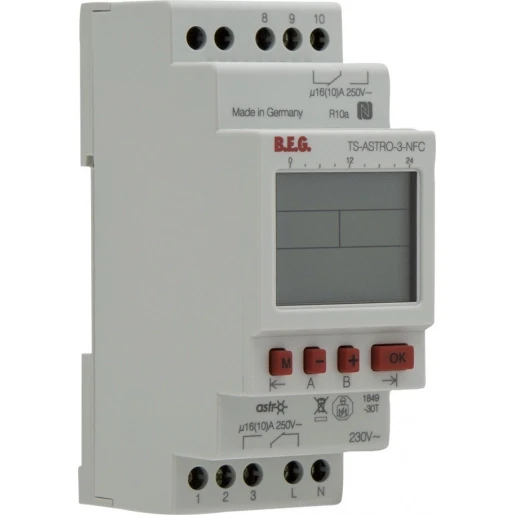 B.E.G. TS digitale schakelklok paneelbouw DIN-rail 230V 2 kanalen 16A AC 93143