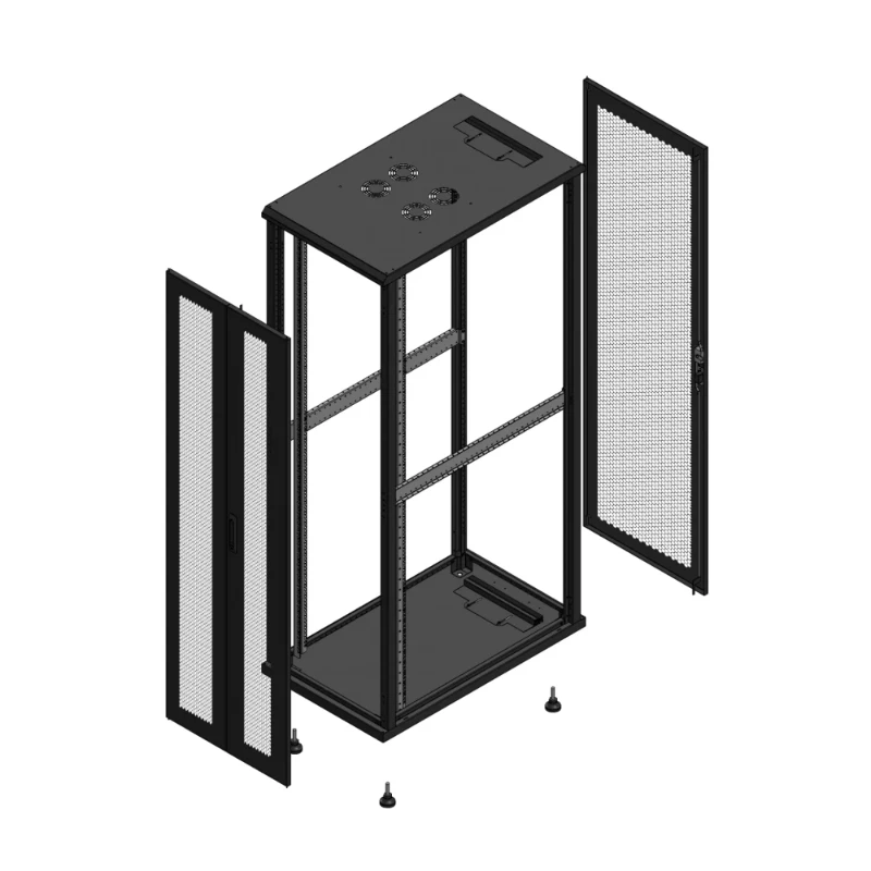 Gigamedia Vloer patchkast AV dubbel PER AR enkel PER EX 19" 42HE 600x1000mm Zwart GGM 7042610PPDPPSEX