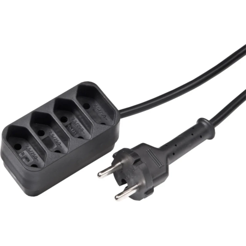 Martin Kaiser Contactdooscombinatie 4-voudig ongeaard zwart snoer 1,5m