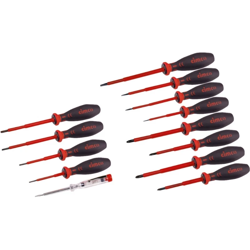 Cimco Schroevendraaierset 2 PZ 2 PH 4 platte schroevendraaiers 4 torx Geïsoleerd 1000 V 117000