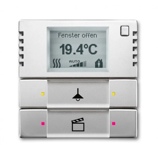 ABB Busch-Jaeger Pure stainless steel Bedienelement + RTR KNX 2-voudig RVS met tekstv inbouw IP20 2CKA006134A0325