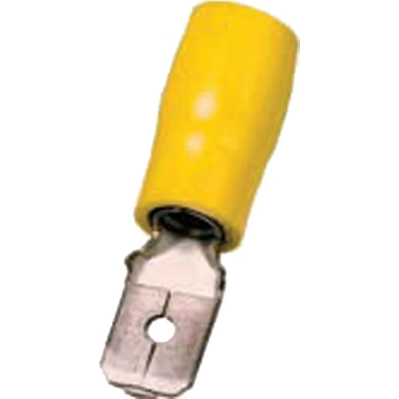 Intercable Geïs. vlaksteker 4-6mm2 6,3x0,8 geel Messing