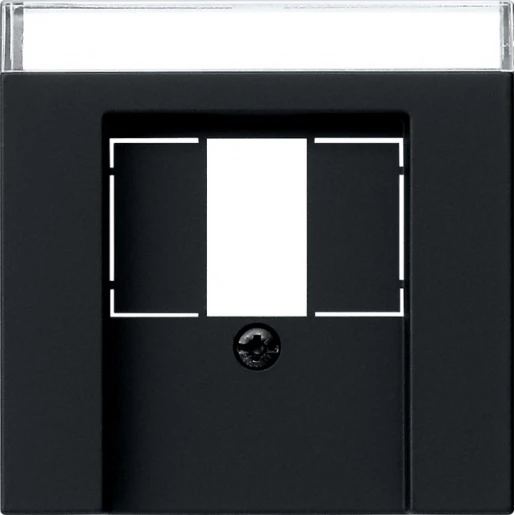 Gira System 55 Afdekking TK USB TAE Centraalplaat Met label zwart 0876005