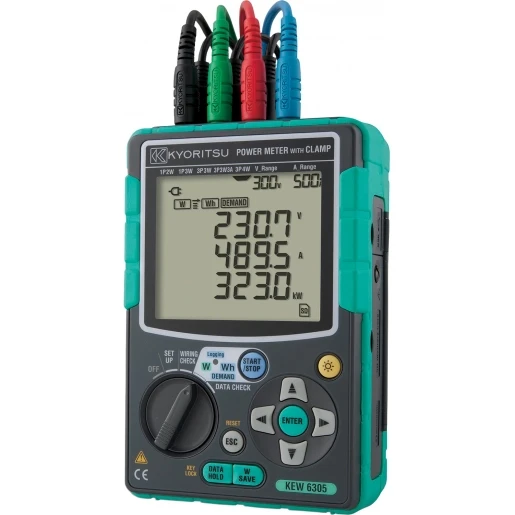Kyoritsu 3-fase power logger + tas software zonder stroomtang 0 - 1000V 30337563