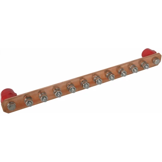 Dehn Equipotential bonding bar without cover cu with m10 screws for 10 conn