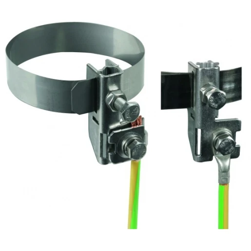 Dehn Pipe clamp d 27-89mm stst w.connection f.rd 6-8/10 or 4-50mm²