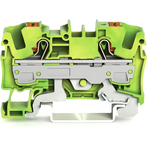 Wago 2-draads aardklem Met drukknop 6 mm² groen-geel