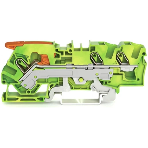 Wago 3-DRAADS AARDKLEM MET HENDEL EN PUSH-IN CAGE CLAMP 6MM² GROEN-GEEL