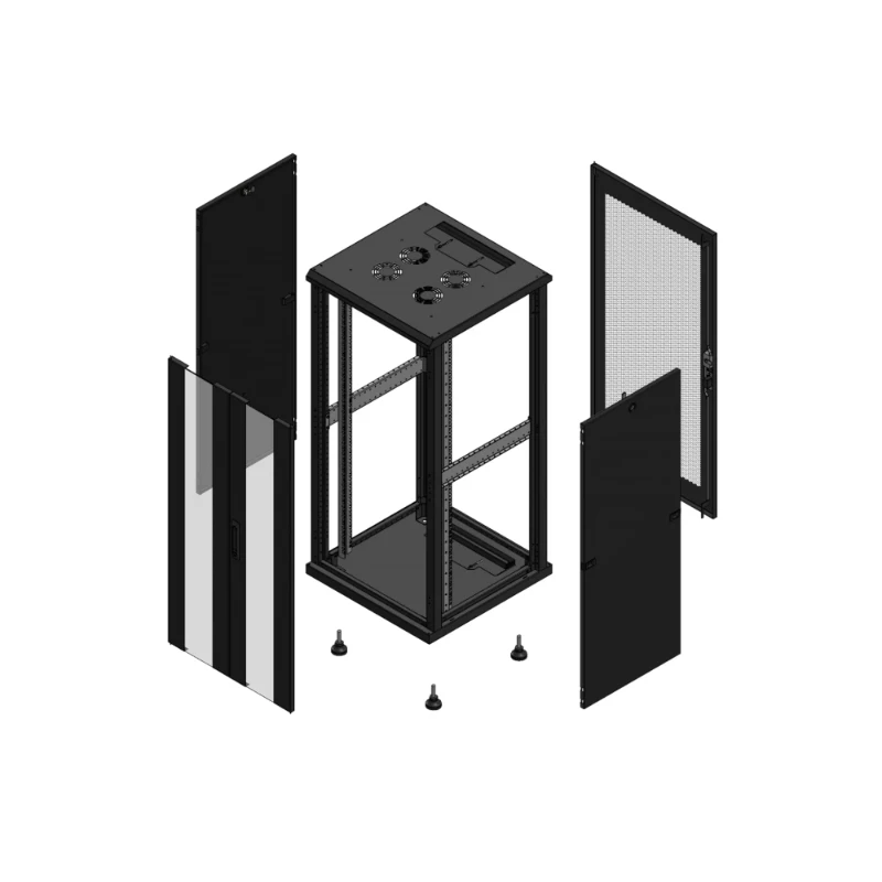 Gigamedia Vloer patchkast AV dubbel VER AR enkel PER 19" 26HE 600x600mm Zwart GGM 702666PVDPPS
