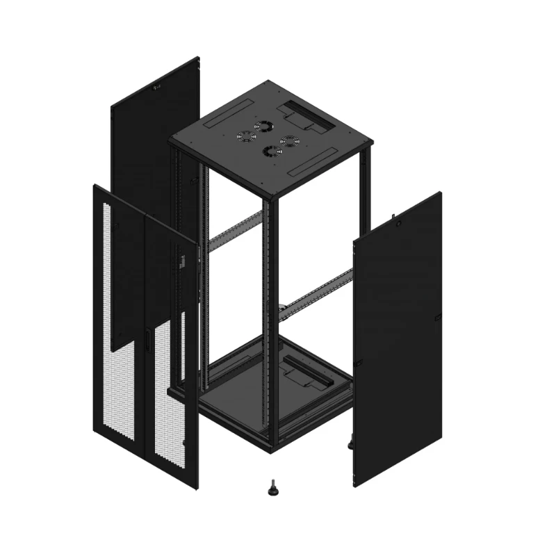 Gigamedia Vloer patchkast AV dubbel PER SP 19" 36HE 800x800mm Zwart GGM 703688PPDSP