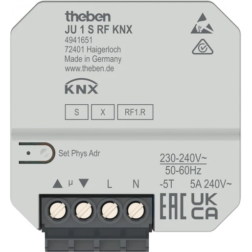 Theben KNX 1-voudige RF jaloezieactor inbouw (JU 1 S RF KNX)