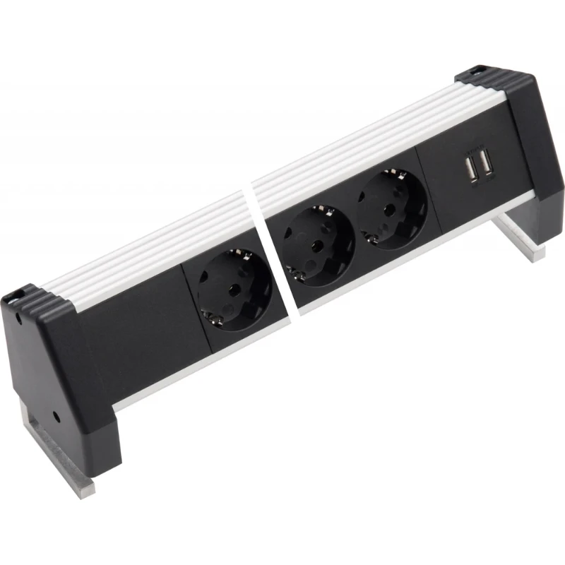 Martin Kaiser Bureau aansluitunit 3-v ra 2-v USB stekerbaar alu/zwart