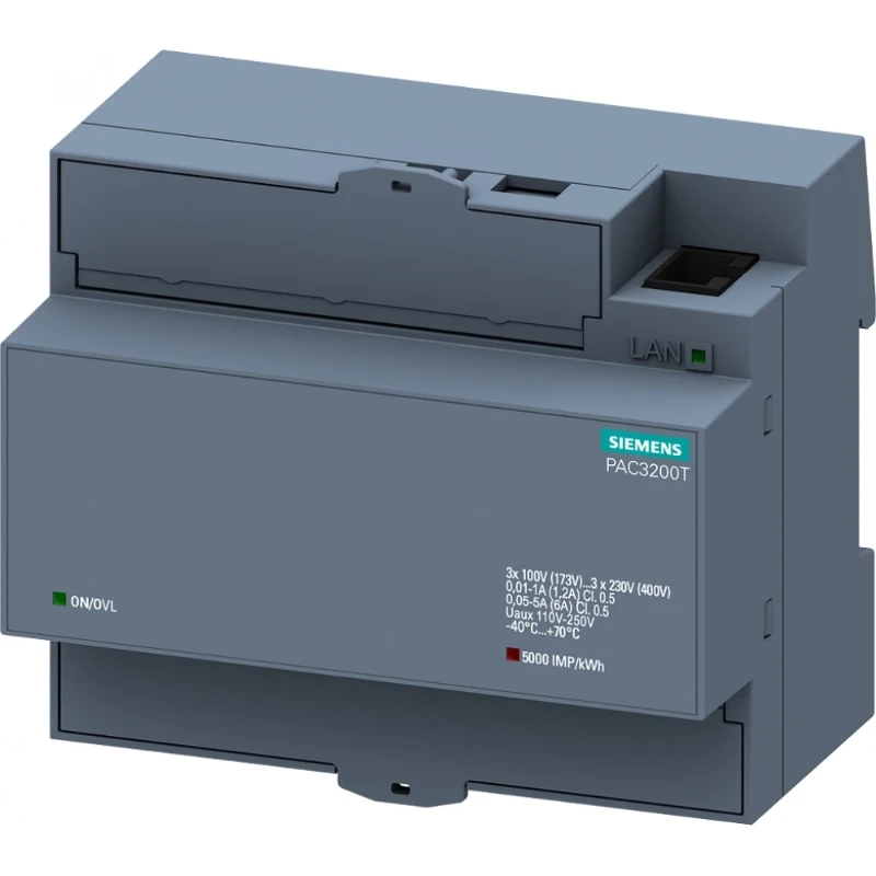 Siemens SENTRON meetinstrument DIN-railbehuizing zonder display L-L: 400 V L-N: 230 V 5 A DIN-railapparaat 3-fasig Modbus TCP schijn- / werk- / b