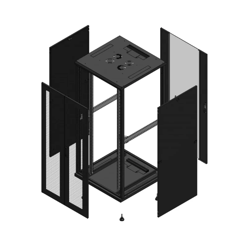Gigamedia Vloer patchkast AV dubbel PER AR enkel VER 19" 36HE 800x800mm Zwart GGM 703688PPDPVS