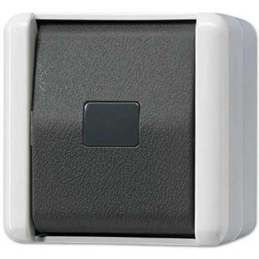 Jung WG 800 impulsdrukker met onderkast opbouw Wip Glanzend grijs RAL 7035 831W
