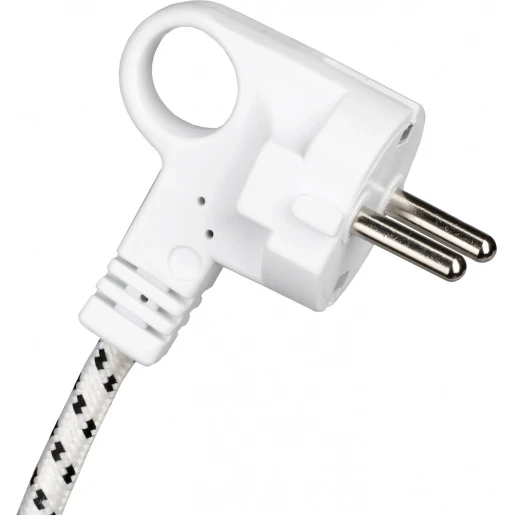 Bailey TEXTILE CABLE 3C WHITE/BLACK+PLUG 3M
