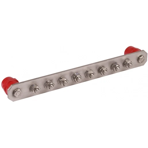 Dehn Equipotential bonding bar without cover stst with m10 screws for 8 con