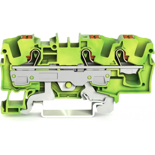 Wago 3-draads aardklem Met drukknop 6 mm² groen-geel