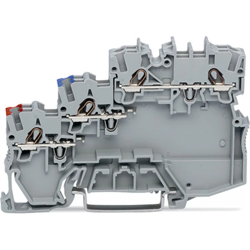 Wago 3-draads initiatorklem; voor PNP (positief) schakelende initiatoren; met gekleurde invoeropeningen; 1 mm²; Push-in CAGE CLAMP®; 1,00 mm2; grijs