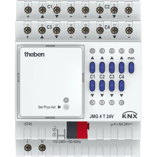 Theben KNX jaloezieactor 4-voudig 24V basismodule (JMG 4 T 24V KNX)