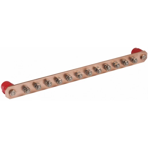 Dehn Equipotential bonding bar without cover cu with m10 screws for 12 conn