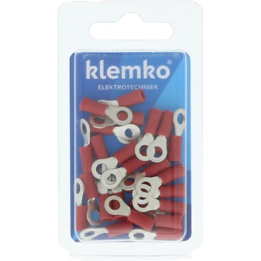 Klemko Blister verpakte Geïsoleerde Ringkabelschoen M4 voor draad 0,5-1,5mm2