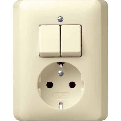 Gira Standaard 55 combinatie wandcontactdoos afdekplaat + ra inbouw wit IP20 017501