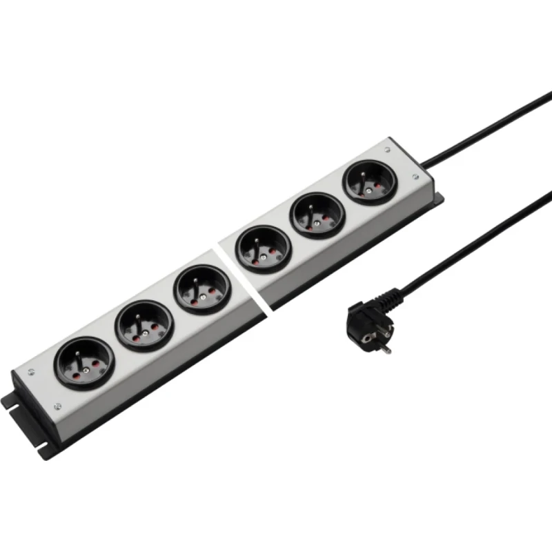 Martin Kaiser Contactdooscomb 12-v penaarde met shutter l.grijs-zwart snoer 1,5m