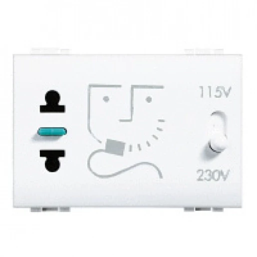 Bticino Livinglight Scheerwandcontactdoos inbouw 230V 3 modules wit BTN4177