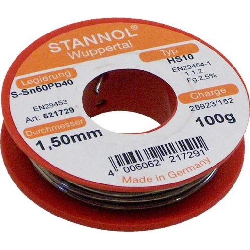 Stannol HS10 Soldeertin S-SN60PB40 521729 100g 1.5mm 99040524