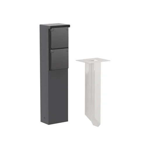 Niko New Hydro tuinpaal randaarde grondpin 83x68mm 2 contactdozen Mat zwart IP44 761-36825
