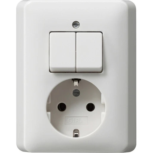 Gira Standaard 55 combinatie wandcontactdoos afdekplaat + ra inbouw Serieschakelaar wit IP20 017503