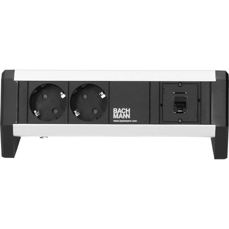 OCS Desk 1 2x 230V RA + 1x Cat6U b/b 1m GST incl. klem zwart/alu