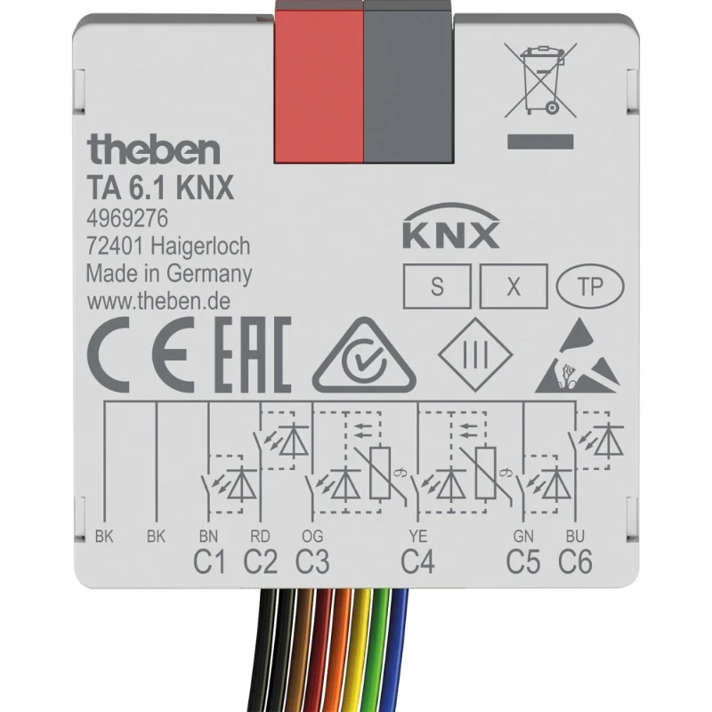 Theben Impulsdrukker interface 6 kanaals binaire in- en uitgang inbouw KNX