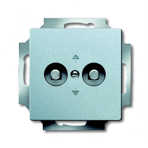 ABB Busch-Jaeger Future Aardingscontactdoos + centraalplaat contactdoos 2-voudig inbouw Mat aluminium 2CKA002495A0089