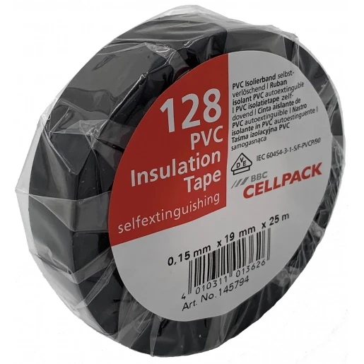 Cellpack tape PVC 128 19mmx25m zwart