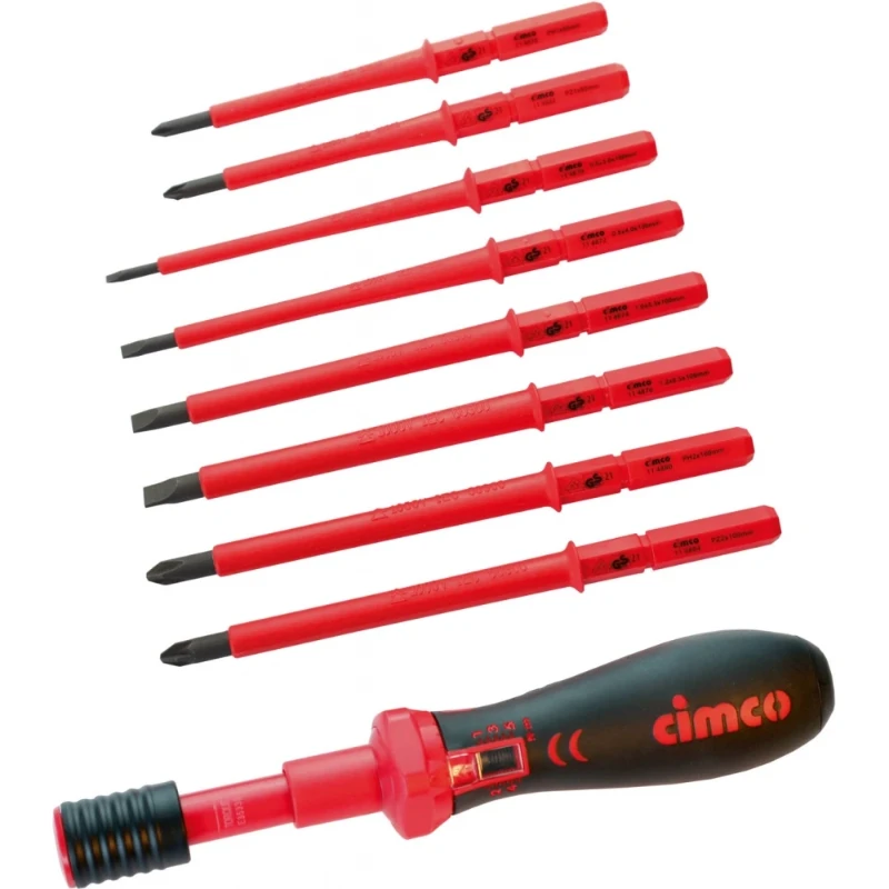 Cimco Momentschroevendraaierset 2 PZ 2 PH 4 platte schroevendraaiers Geïsoleerd 1000 V 114806