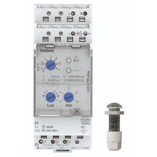 Theben Luna schemerschakelaar met lichtsensor DIN-rail Wandopbouw 230V 16A 1100910