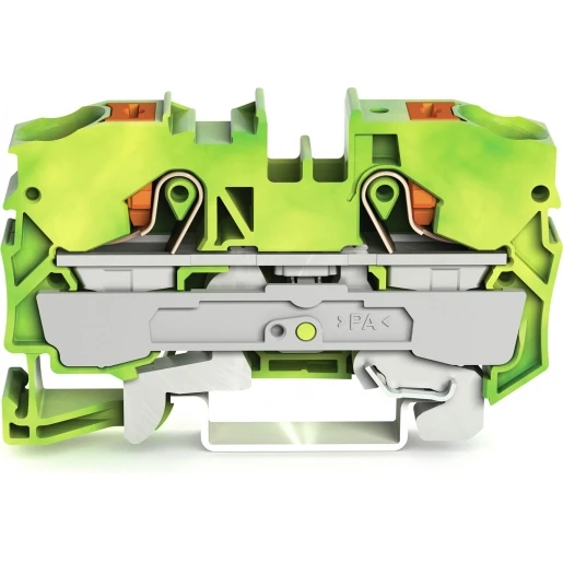 Wago 2-draads aardklem Met drukknop 10 mm² groen-geel