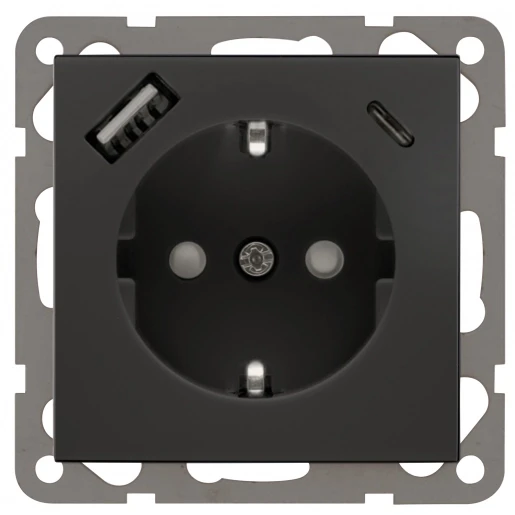 Peha Badora wandcontactdoos met usb 3,4a inbouw zwart 00276842