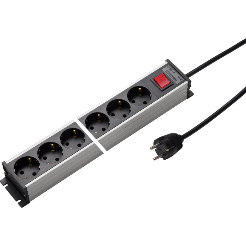 Martin Kaiser Contactdooscombinatie grijs-zwart 4RA 16A IP20 snoer 1.5m 1101ZL4L-SW15