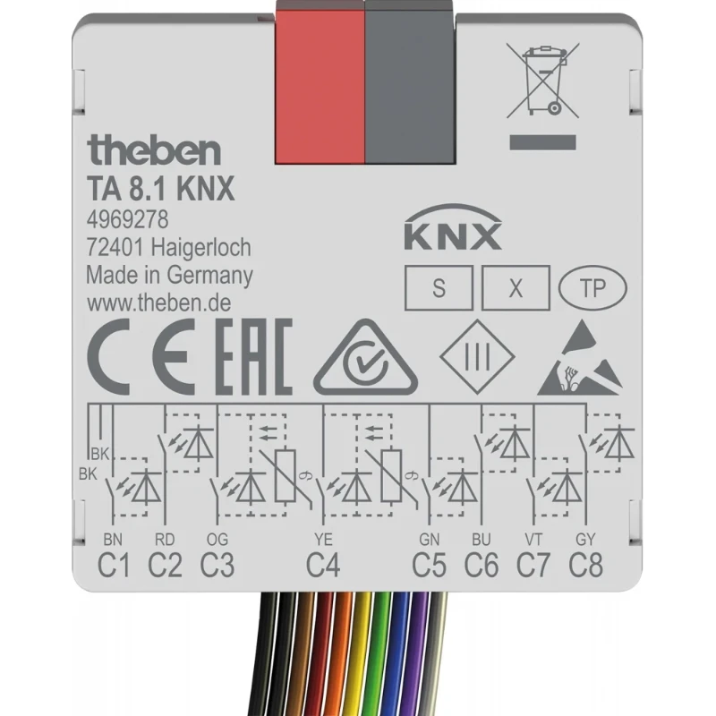 Theben Impulsdrukker interface 8 kanaals binaire in- en uitgang inbouw KNX