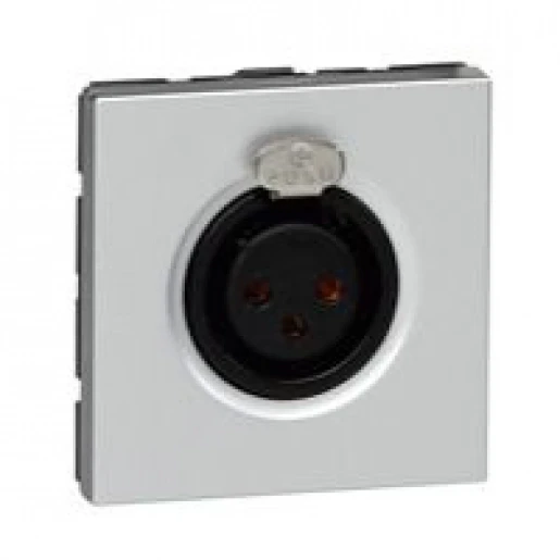 Legrand Mosaic Contactdoos 3P Neutrik female XLR Basiselement met centrale afdekplaat 1 connector Zonder label aluminium 079255