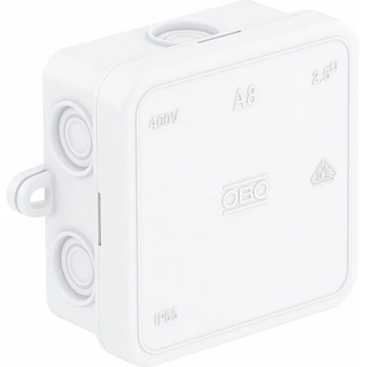OBO KABELDOOS 2,5MM2 660V IP54 75X75X36 PE ZUIVER WIT 9010